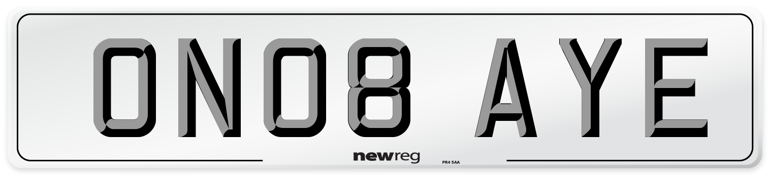 ON08 AYE Number Plate from New Reg